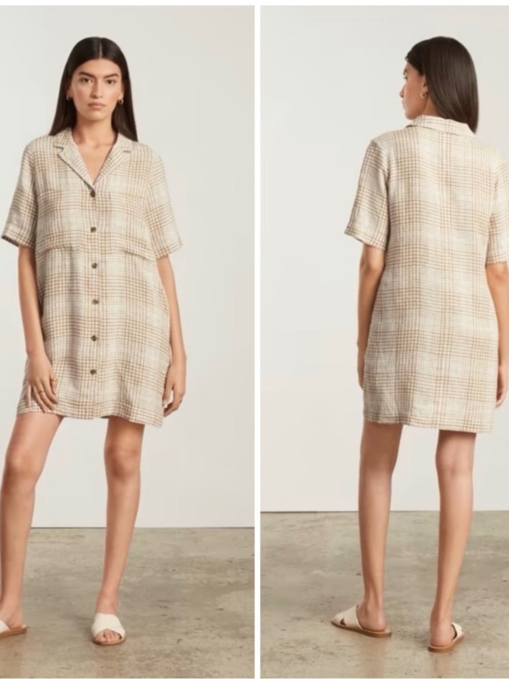 Everlane The Linen Workwear Dress, Small Neutral Euro Summer Vacation Office